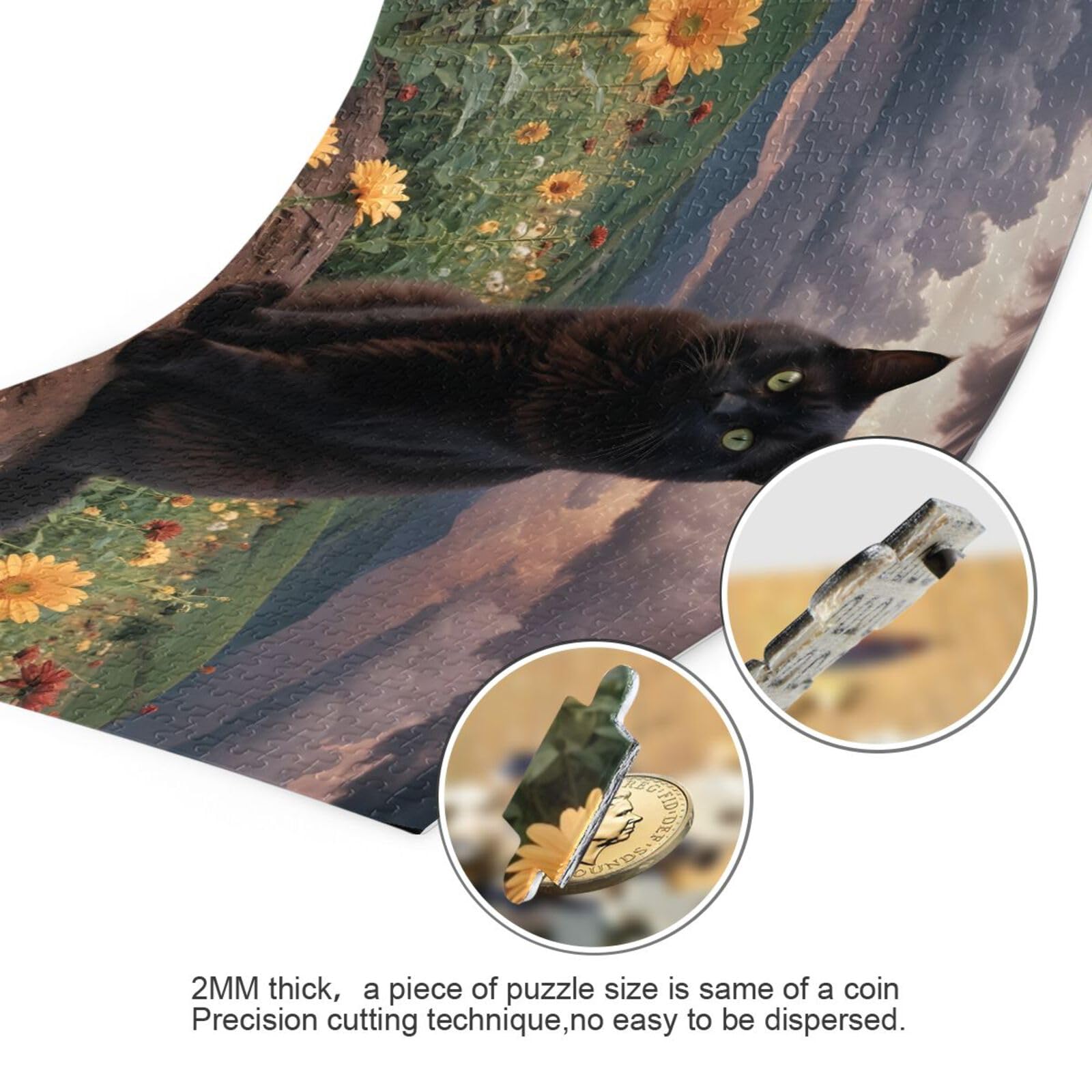 KYZSXZ Wild Black Cat Jigsaw Puzzle for Adults 500 Pieces, Zigsaw